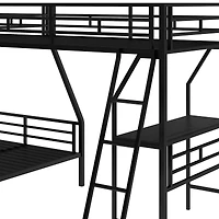 Streamdale Furniture Twin Over Full Bunk Bed With A Twin Size Loft Bed Attached, With A Desk, Metal