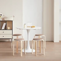 Streamdale Set of 4 Stackable Wood Stools for Dining, Kitchen, Classroom (Coffee)