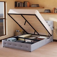 Simplie Fun Queen Bed Frame with Storage & Usb Ports