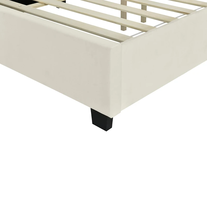 Streamdale Queen Velvet Platform Bed with Headboard