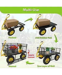 Sturdy Garden Cart 1400 Lbs Load Capacity, Steel Mesh Bed