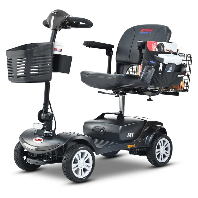 Streamdale Furniture Compact Travel Mobility Scooter: 300W Motor, 300lbs Capacity, Gloss Black