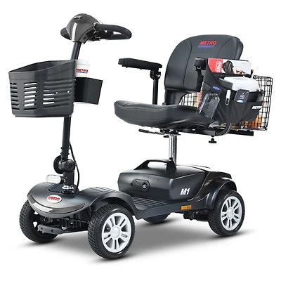 Streamdale Furniture Compact Travel Mobility Scooter: 300W Motor, 300lbs Capacity, Gloss Black