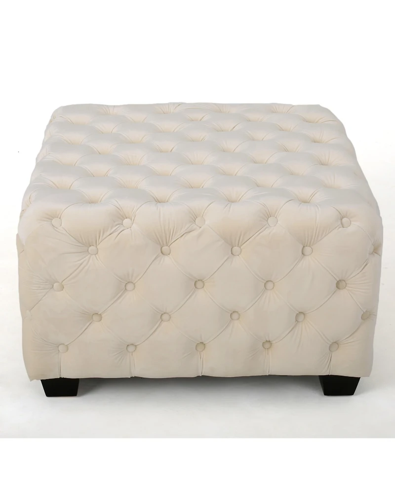 Streamdale Modern Glam Velvet Ottoman with Button-Tufted Diamond Stitch