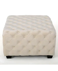 Streamdale Modern Glam Velvet Ottoman with Button-Tufted Diamond Stitch