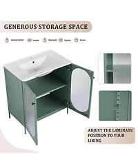 30" Freestanding Vanity with Ceramic Sink, Unique Design