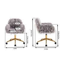 Simplie Fun Faux Fur Chair with Gold Plated Base