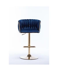 Streamdale Furniture Set Of 2 Bar Stools, With Chrome Footrest And Base Swivel Height Adjustable Mechanical Lifting