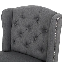 Streamdale Luxurious Button-Tufted Teal Counter Stools with Wingback Design