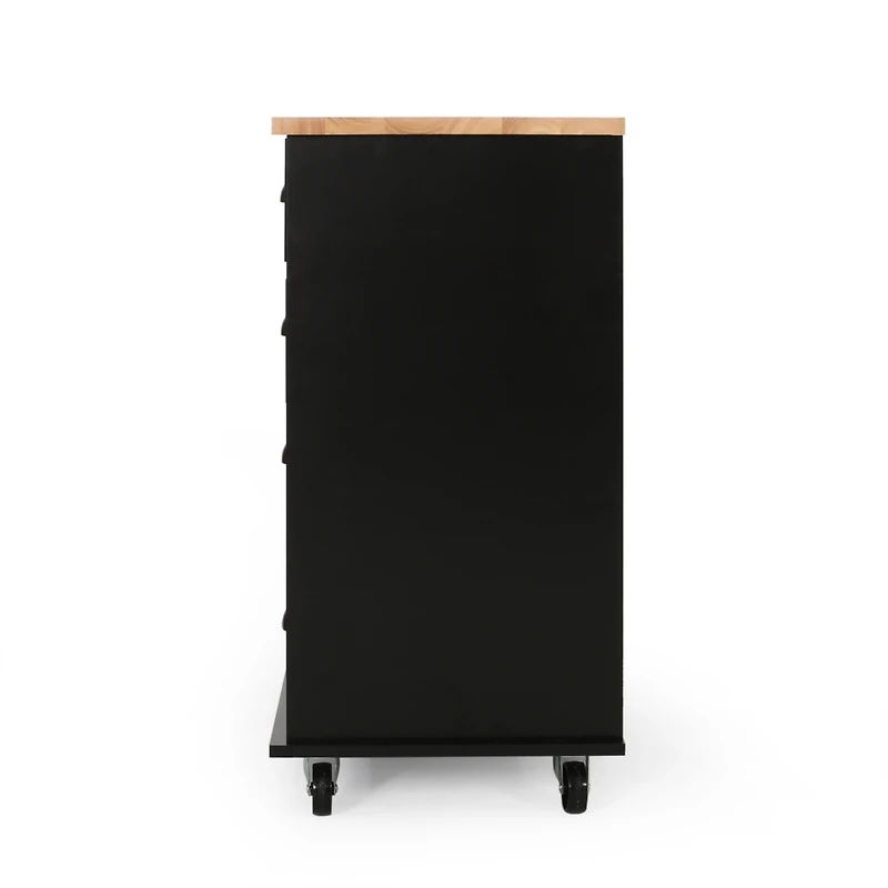 Streamdale Contemporary Kitchen Cart with Rubberwood Top