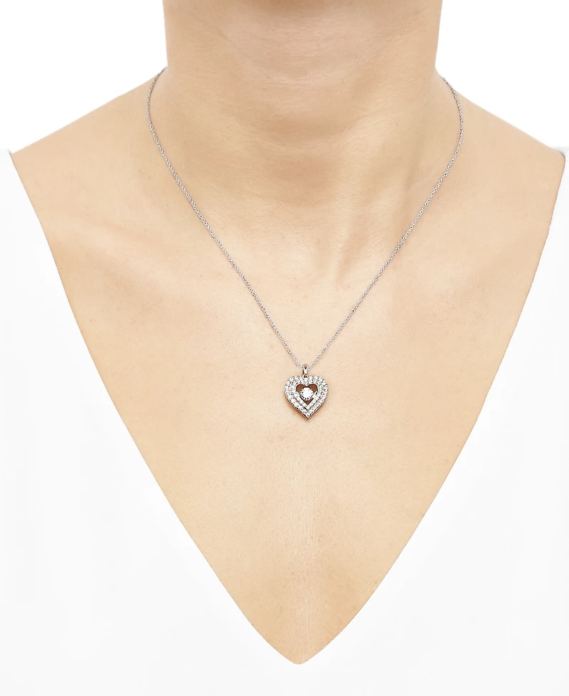 Grown With Love Lab Grown Diamond Double Heart Halo Pendant Necklace (1-1/4 ct. t.w.) in 14k White Gold, 16" +2" extender