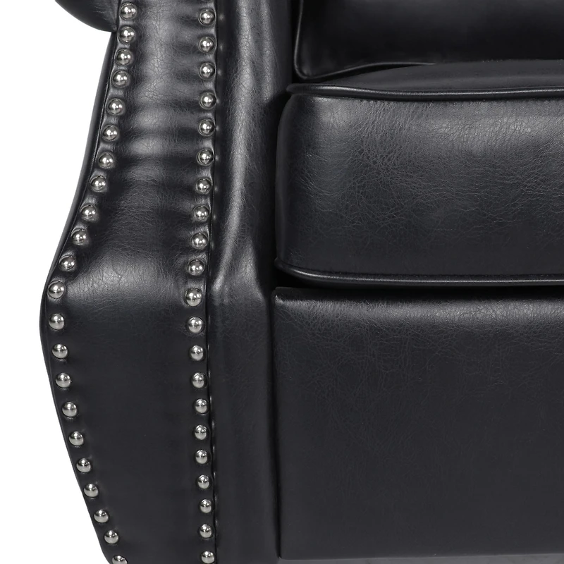 Streamdale Contemporary Faux Leather Upholstered Sofa with Nailhead Accents