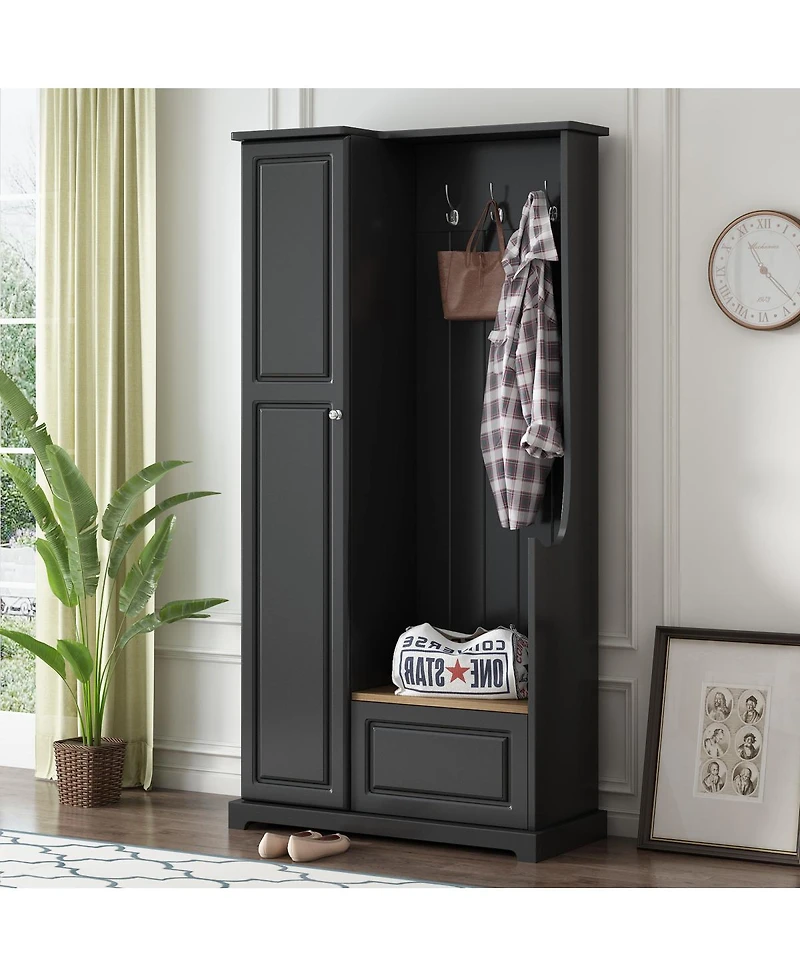 Simplie Fun Multifunctional Hall Tree With Bench and Cabinet