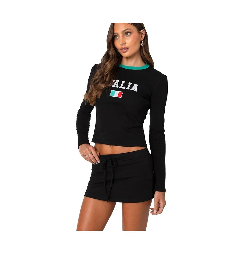 Edikted Womens Italy Long Sleeve T Shirt