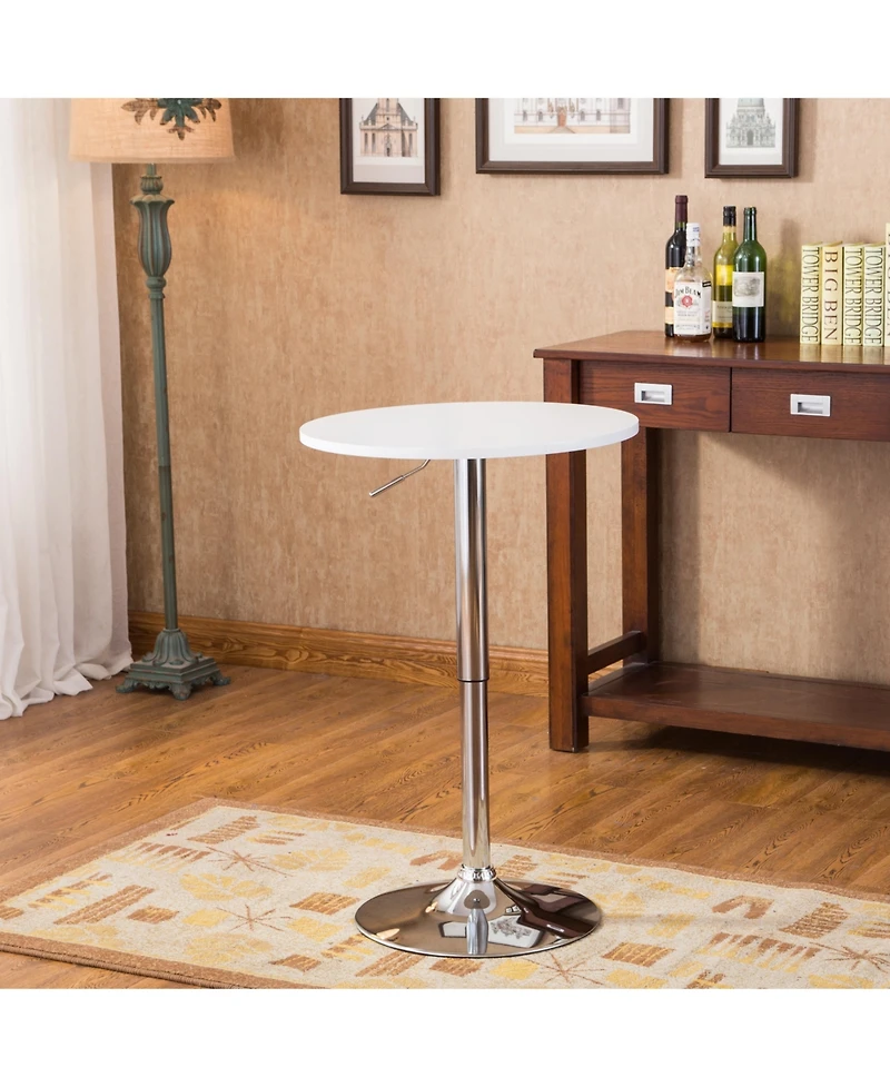 Streamdale Furniture Adjustable Wood and Metal Bar Table in White