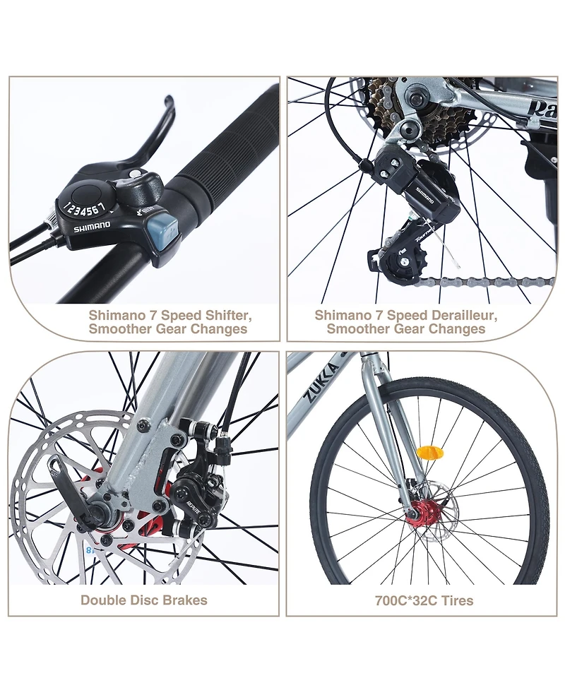 Streamdale 7-Speed Hybrid Road Bike with Disc Brakes