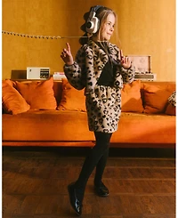 Deux par Deux Big Girls Printed Faux Fur Skirt Leopard