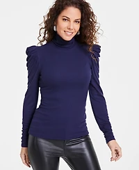 I.n.c. International Concepts Women's Mock-Neck Puff-Sleeve Top, Created for Macy's