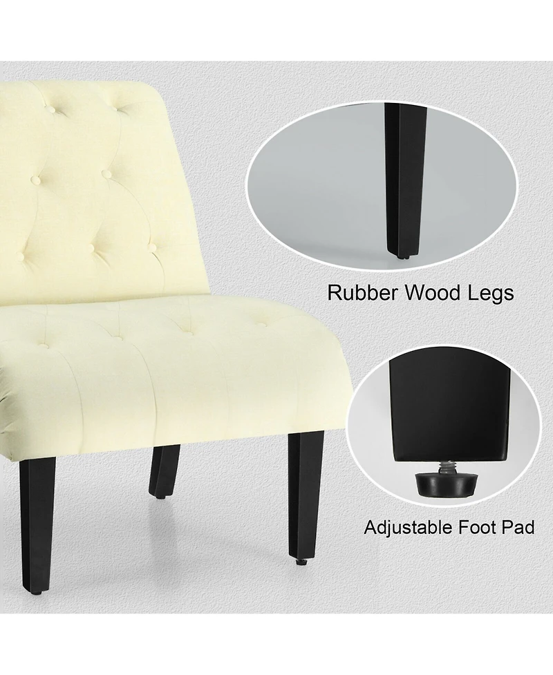 Gymax Set of 2 Armless Accent Chair Upholstered Tufted Lounge Chair Beige