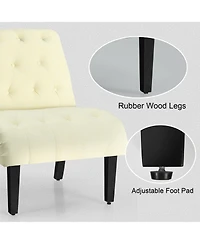 Gymax Set of 2 Armless Accent Chair Upholstered Tufted Lounge Chair Beige