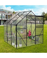 Streamdale 6x6FT Black Polycarbonate Greenhouse with Raised Base and Anchor