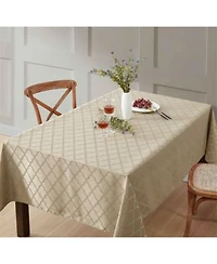 Hlc.Me Modena Fabric Tablecloth Jacquard Fabric Table Cloth For Rectangle Table Advanced Water Resistance Fade Wrinkle Stain Resistant Table Cloth Geometric Lattice Pattern