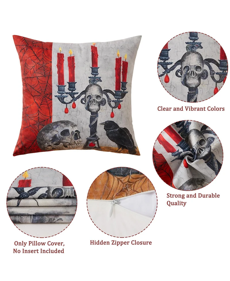 Caromio 4Pcs Halloween Decorative Throw Pillow Covers 18" x 18"