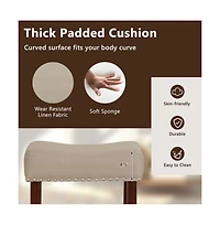 Sugift 2 Set of 29 Inch Height Upholstered Bar Stool with Solid Rubber Wood Legs and Footrest
