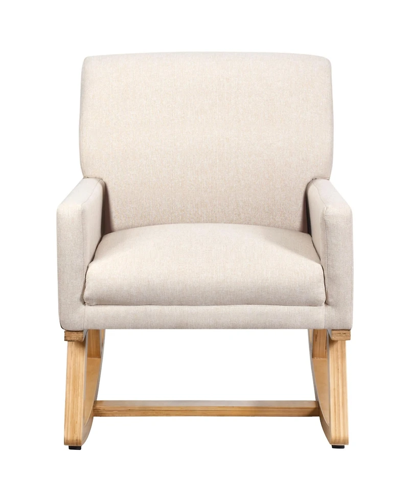 Gymax Mid Century Fabric Rocking Chair Upholstered Accent Armchair Lounge Chair Gray