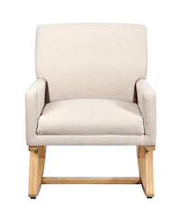 Gymax Mid Century Fabric Rocking Chair Upholstered Accent Armchair Lounge Chair Gray