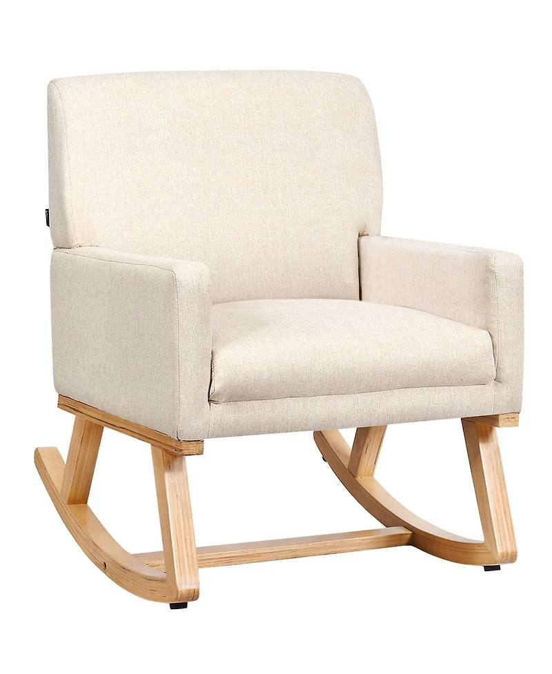 Gymax Mid Century Fabric Rocking Chair Upholstered Accent Armchair Lounge Chair Gray