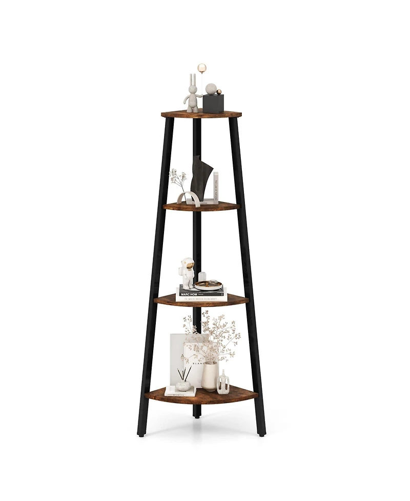 Sugift 4-Tier Industrial Corner Ladder Shelf Display Rack for Home Office