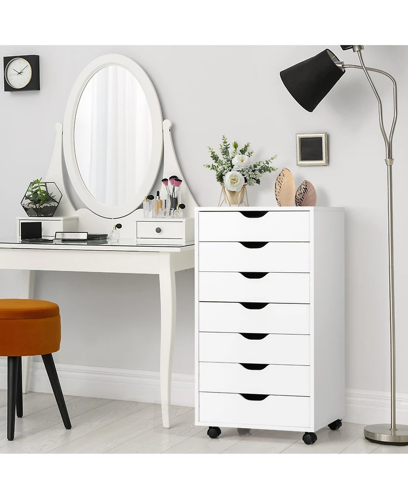 Sugift 7-Drawer Chest Storage Dresser Floor Cabinet Organizer with Wheels