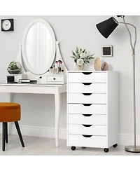 Sugift 7-Drawer Chest Storage Dresser Floor Cabinet Organizer with Wheels