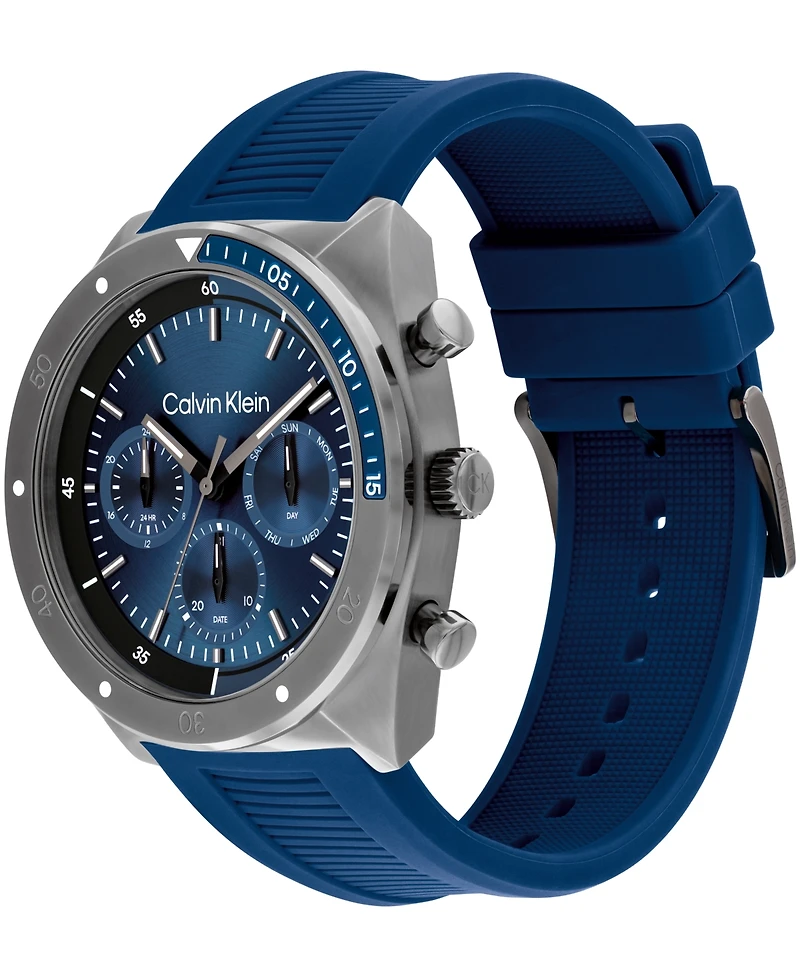 Calvin Klein Men's Flex Blue Silicone Strap Watch 45mm