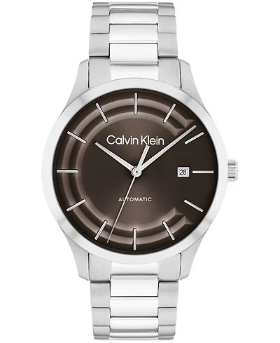 Calvin Klein Men's Iconic Automatic Sliver Stainless Steel Bracelet Watch 40mm