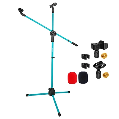 5 Core Mic Stand Floor Height Adjustable Tripod Microphone Stands w Extending Telescoping Boom Arm - Ms Dbl G Sky Blu