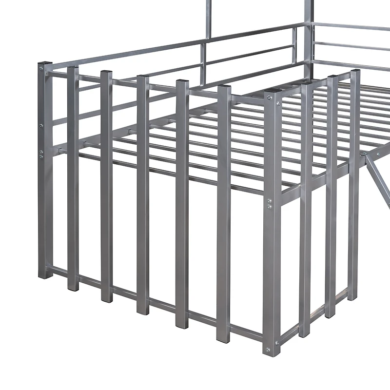 Streamdale Metal Twin Loft Bed With Roof, Window, Guardrail, Ladder