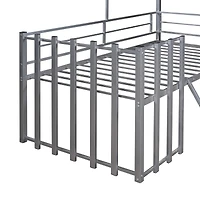 Streamdale Metal Twin Loft Bed With Roof, Window, Guardrail, Ladder