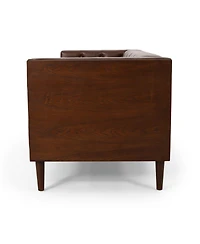 Streamdale Furniture Contemporary Tufted 3-Seater Sofa With Wood Accents