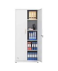 Adjustable Metal Storage Cabinet with Sturdy Shelves and Wall Mountable Design