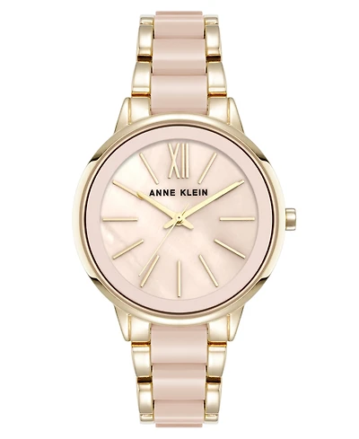 Anne Klein Women's Quartz Iridescent Acetate and Gold-Tone Alloy Metal Bracelet Watch, 37mm