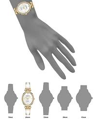 Anne Klein Women's Quartz White Oval Diamond Accented Gold-Tone Alloy Metal Bangle Watch, 26mm