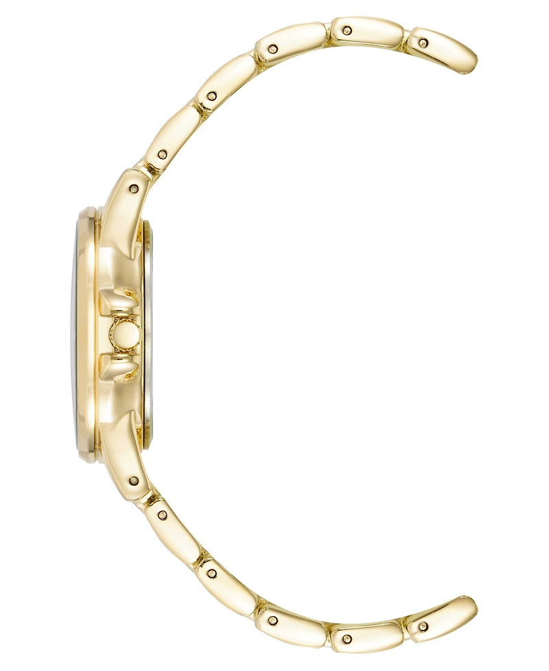 Anne Klein Women's Quartz Red Aventurine Gemstone and Gold-Tone Alloy Metal Bracelet Watch, 30mm