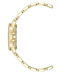 Anne Klein Women's Quartz Red Aventurine Gemstone and Gold-Tone Alloy Metal Bracelet Watch, 30mm