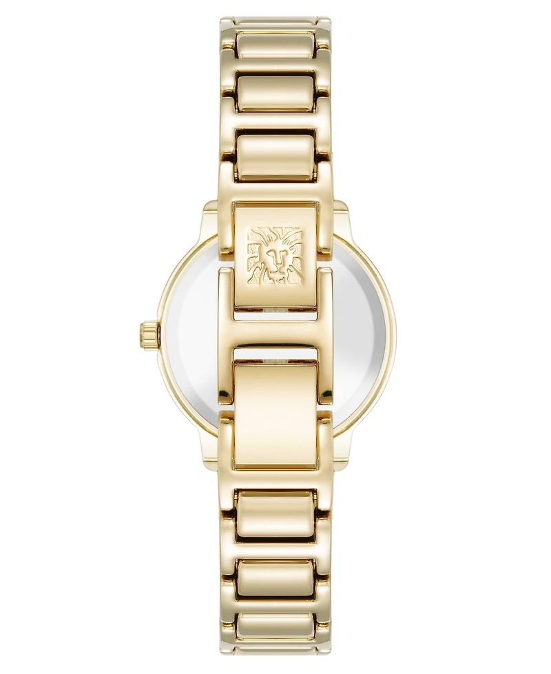 Anne Klein Women's Quartz Crystal Embellished Gold-Tone Alloy Metal Bracelet Watch, 26mm