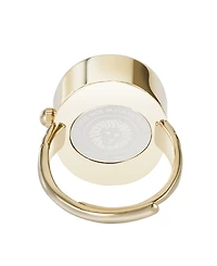 Anne Klein Women's Quartz White Mother of Pearl and Gold-Tone Alloy Metal Ring Watch, 17mm