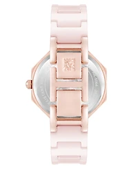 Anne Klein Women's Quartz Pink Octagonal Ceramic Watch, 32mm