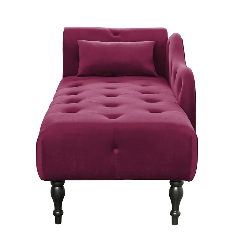 Simplie Fun Elegant Velvet Chaise Lounge with Tufted Buttons and Nailhead Trim