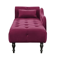 Simplie Fun Elegant Velvet Chaise Lounge with Tufted Buttons and Nailhead Trim